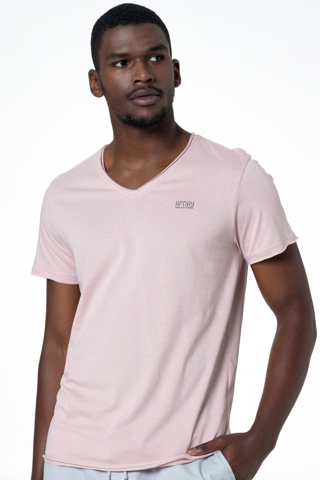 V-Neck T-Shirt _ 141370 _ Dusty Pink