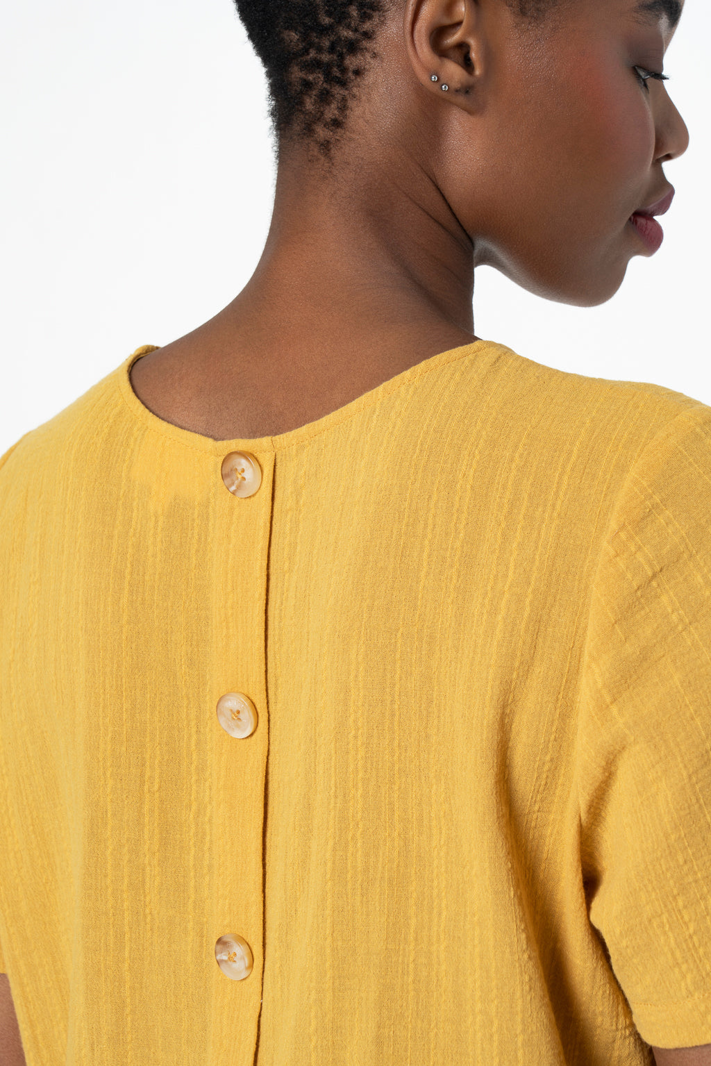 Boxy Textured Top _ 143364 _ Yellow
