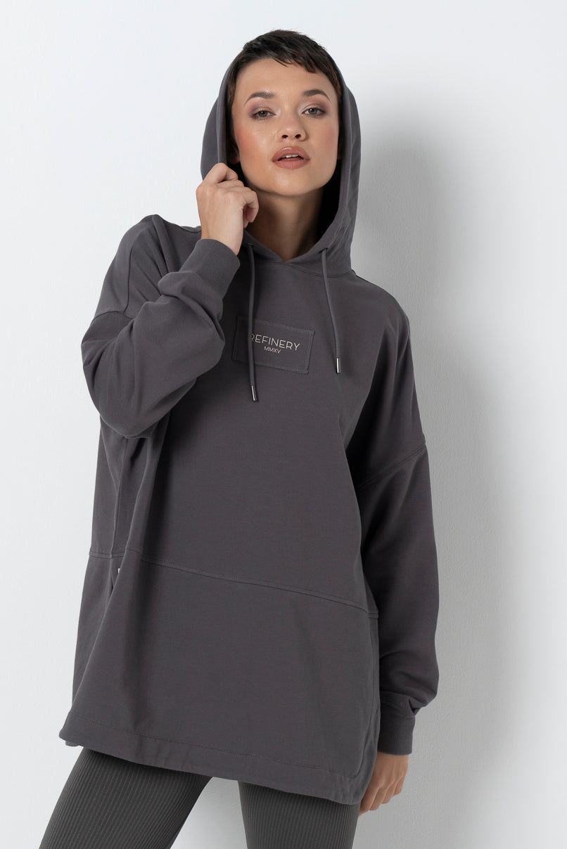 Long Length Hoodie _ 157914 _ Charcoal from REFINERY – Refinery