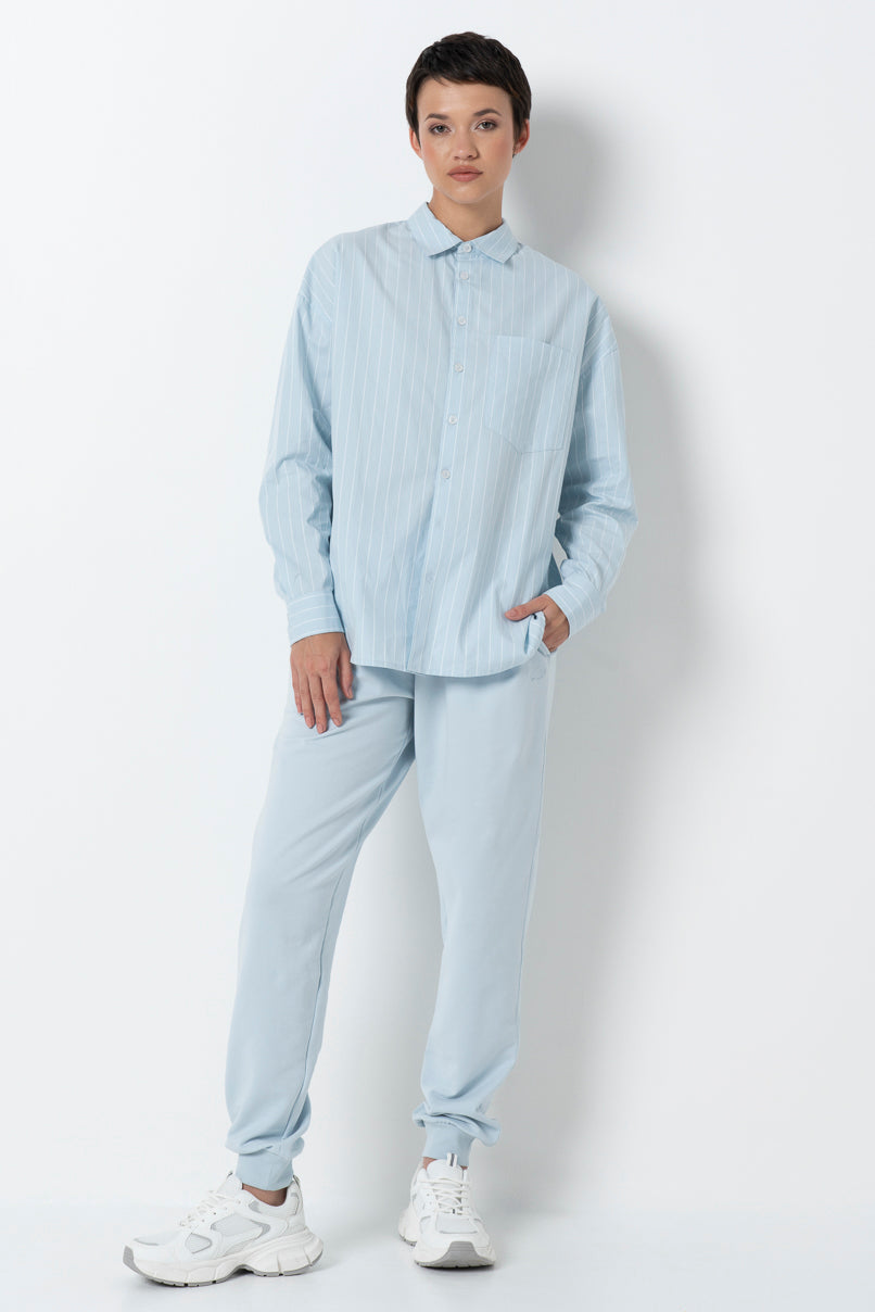 Striped Poplin Shirt _ 157801 _ Blue