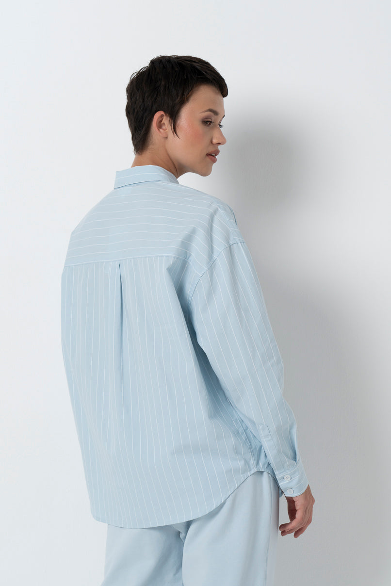Striped Poplin Shirt _ 157801 _ Blue