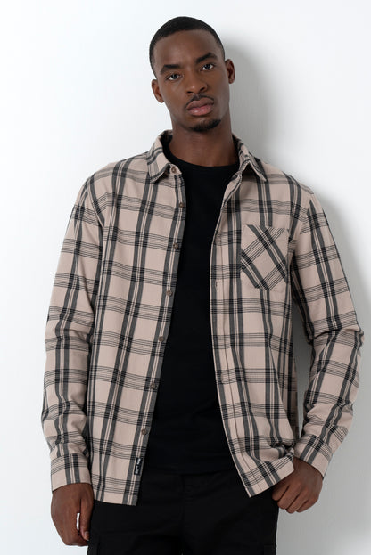 Check Shirt _ 157660 _ Taupe