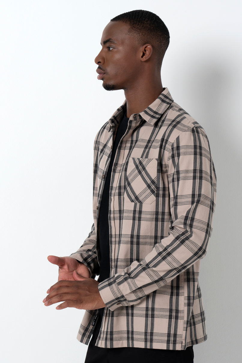 Check Shirt _ 157660 _ Taupe
