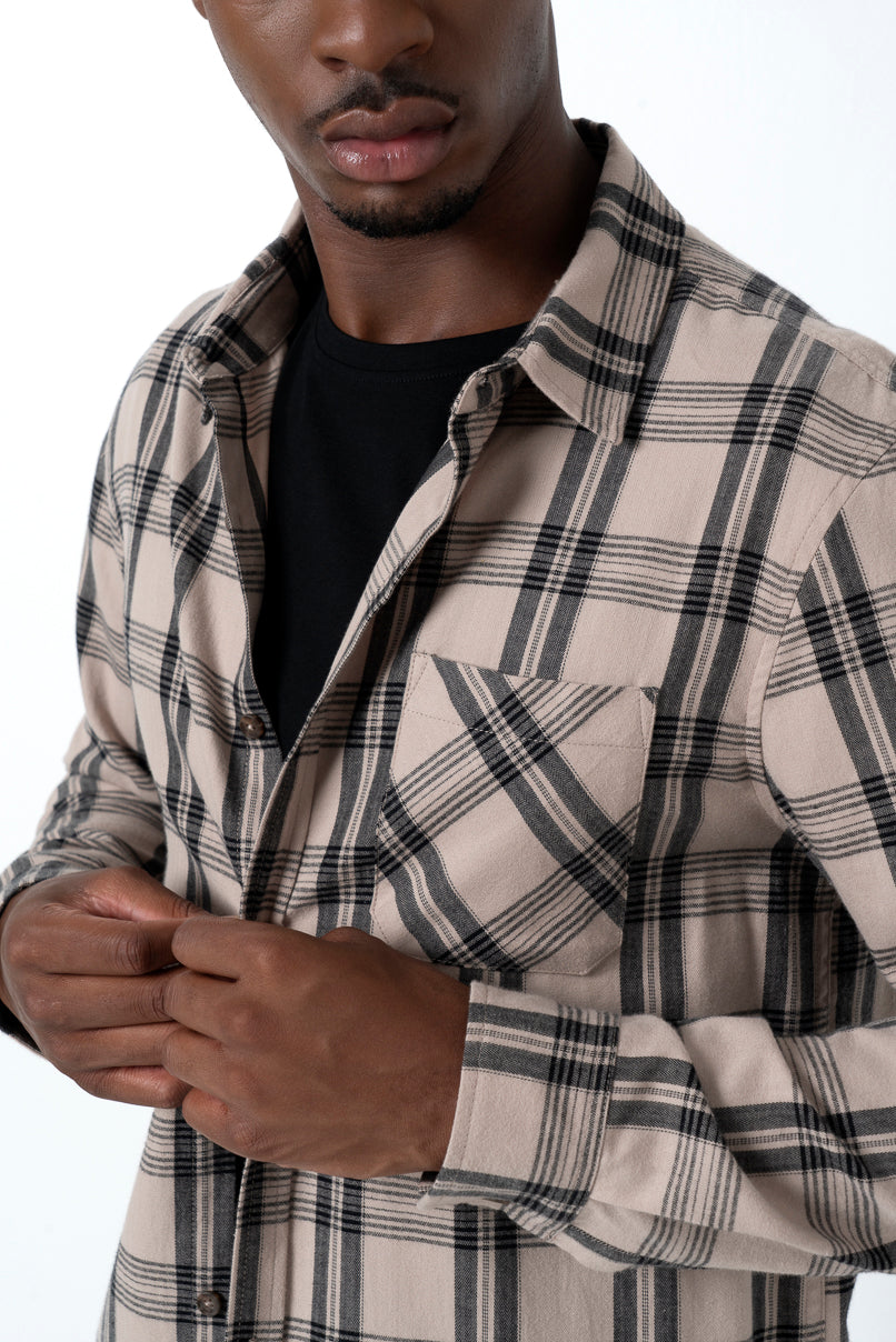 Check Shirt _ 157660 _ Taupe