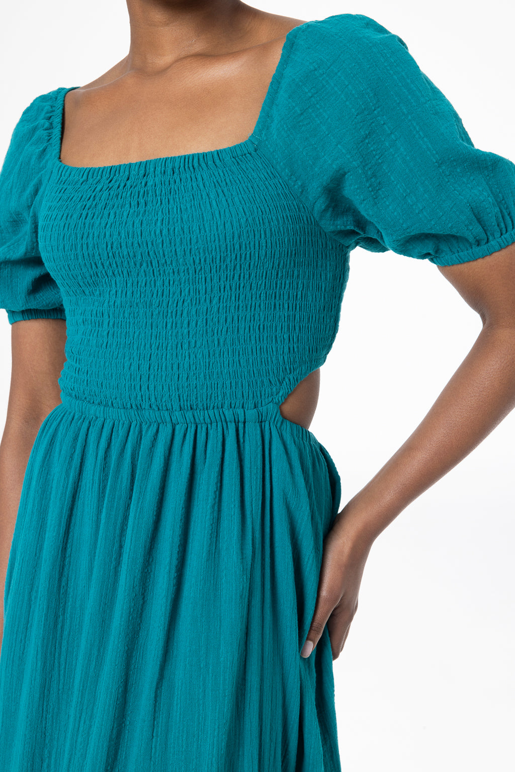 Cutout Detail Dress _ 143333 _ Teal
