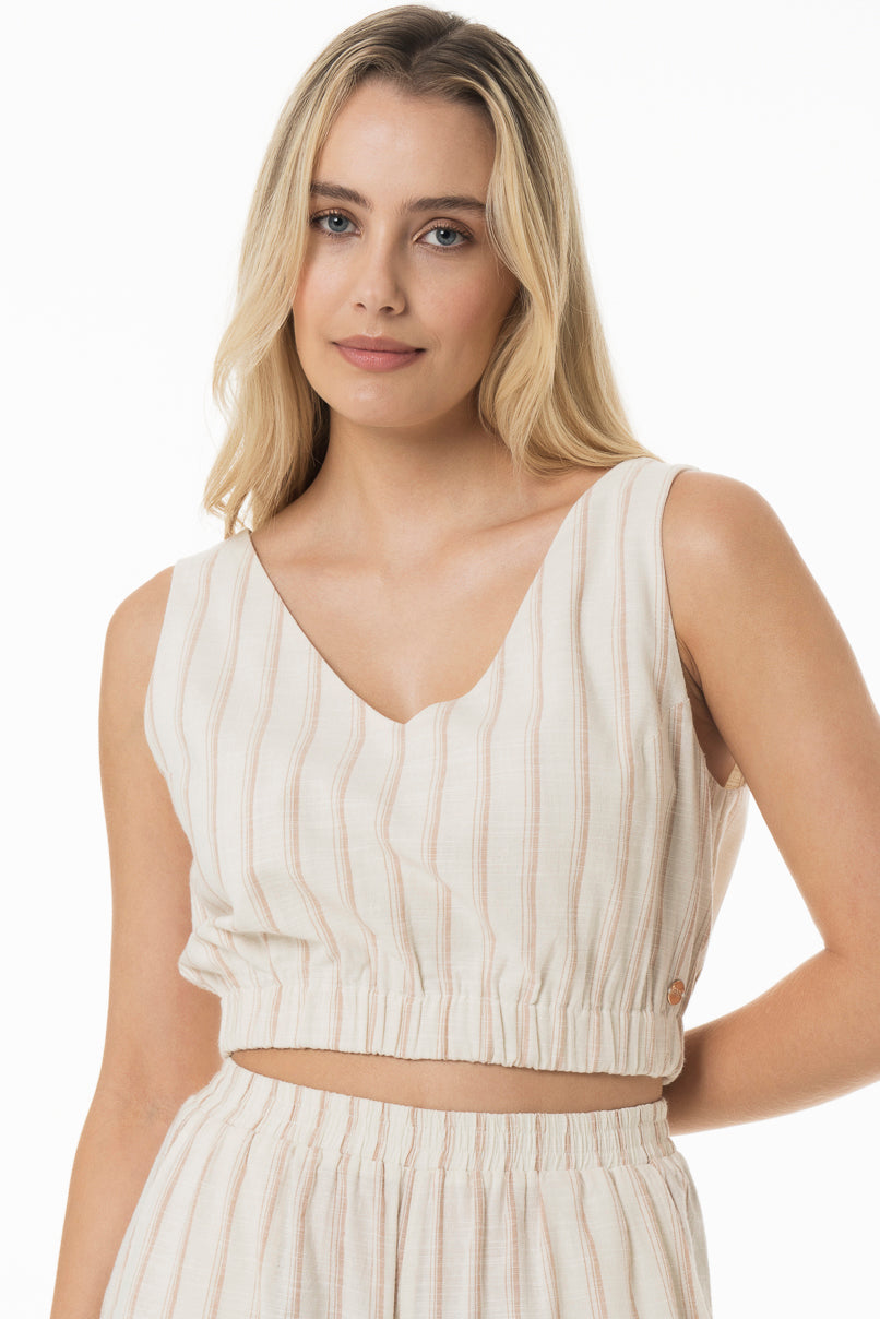 Stone striped V-neck bralette top