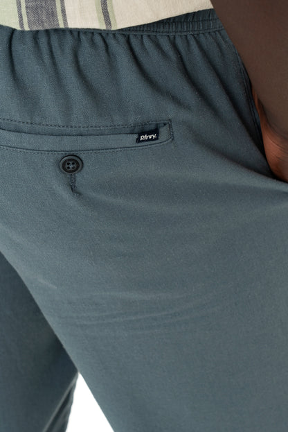 Charcoal linen-look pants with an elasticated waist, which makes them easy to wear.    Drawcord Side pocket detail Back patch pockets 55% Linen; 45% Viscose