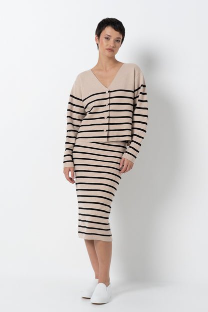 Stripe Cardigan _ 157528 _ Taupe