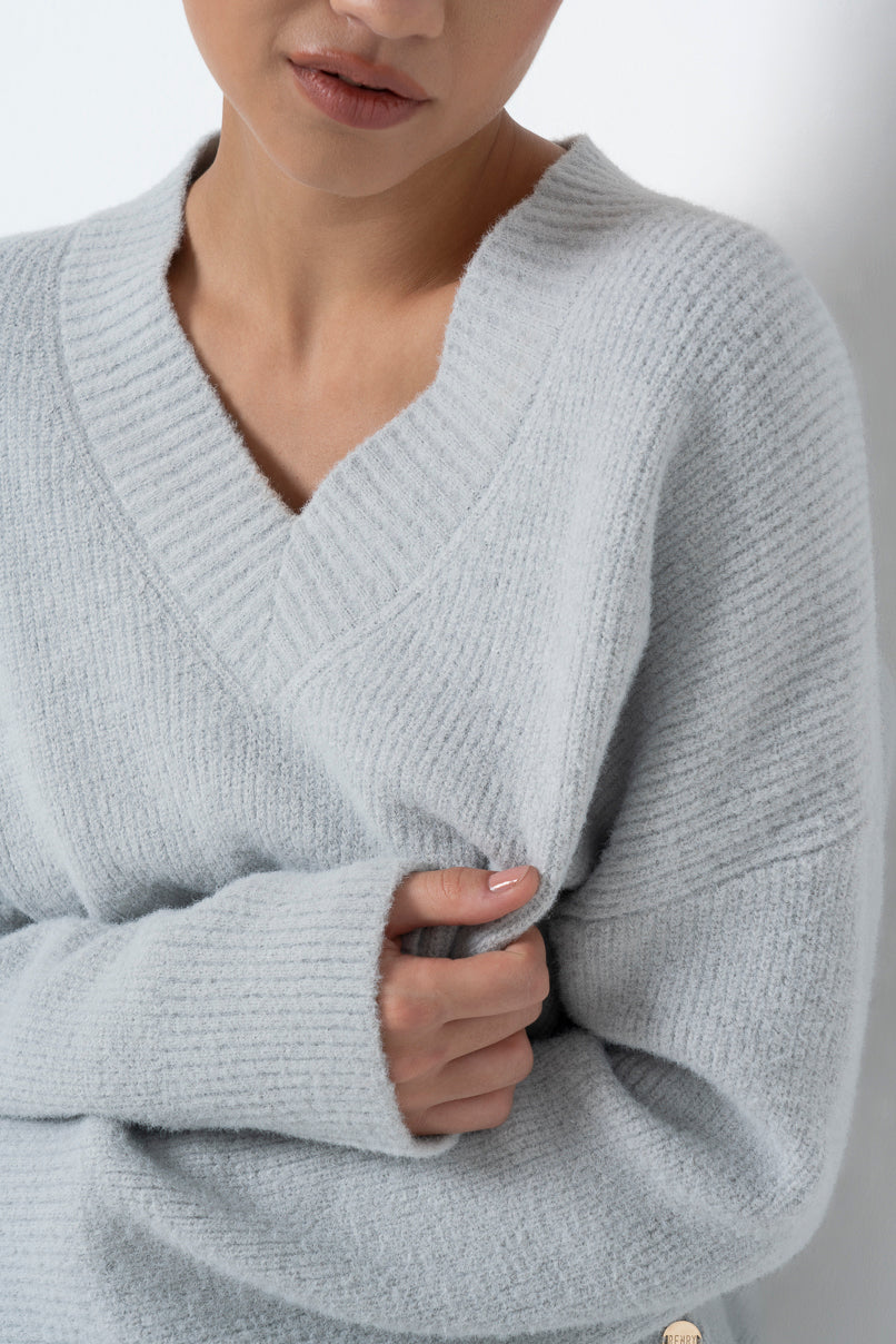 V-Neck Jumper _ 157530 _ Grey