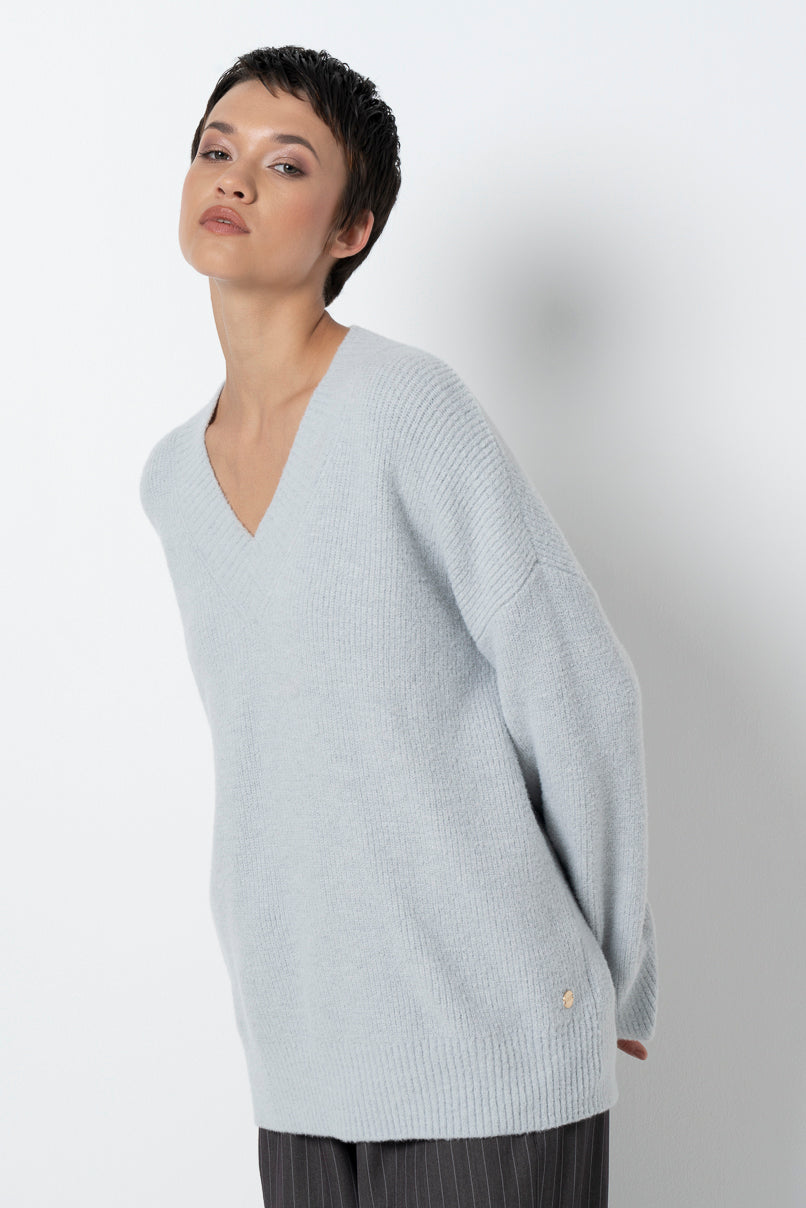 V-Neck Jumper _ 157530 _ Grey