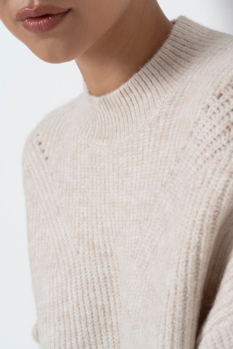Hi-Neck Jumper _ 157532 _ Stone