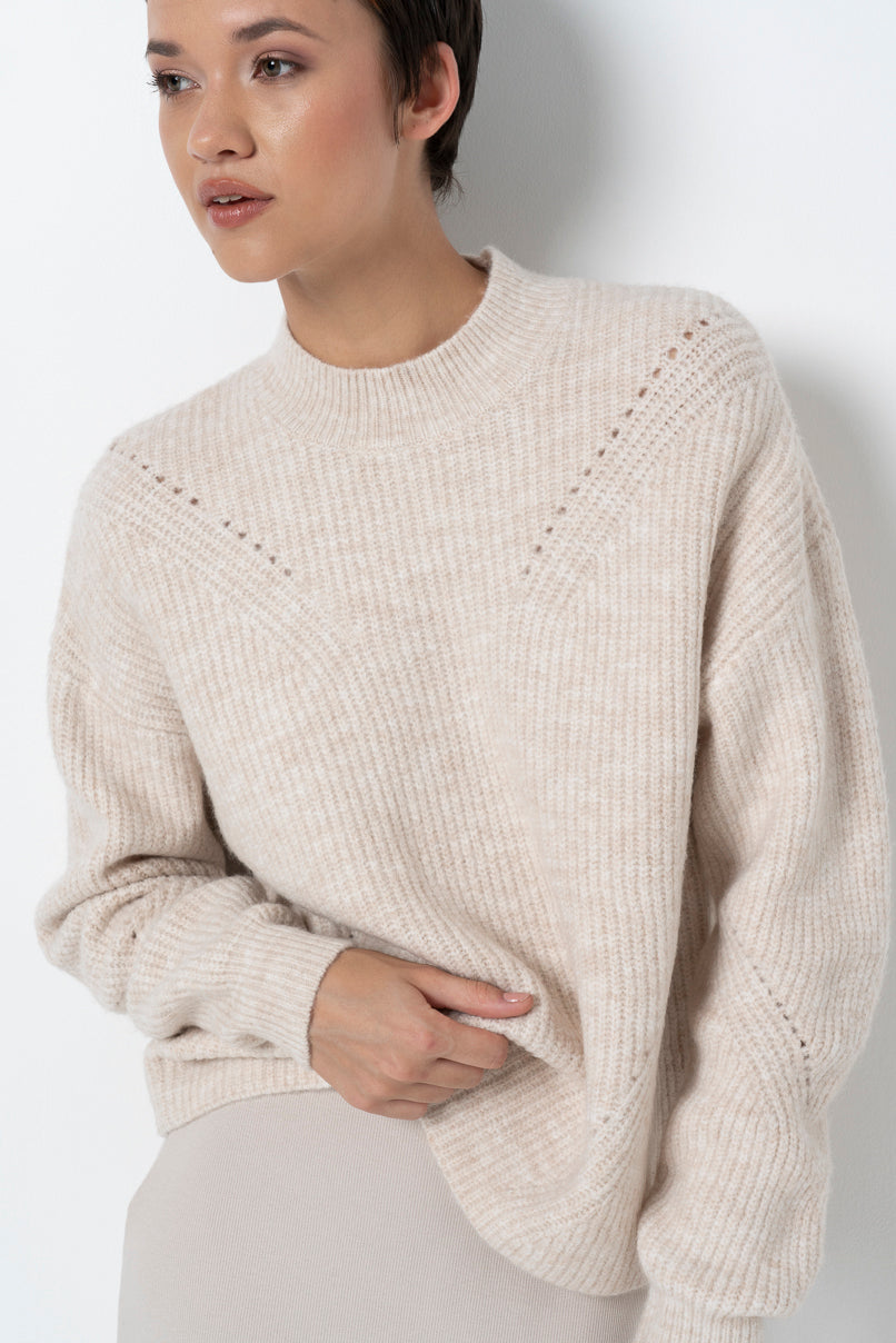 Hi-Neck Jumper _ 157532 _ Stone