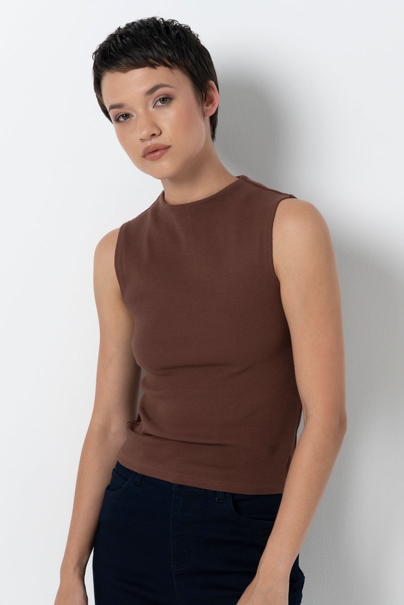 Ribbed Tank Top _ 157824 _ Brown
