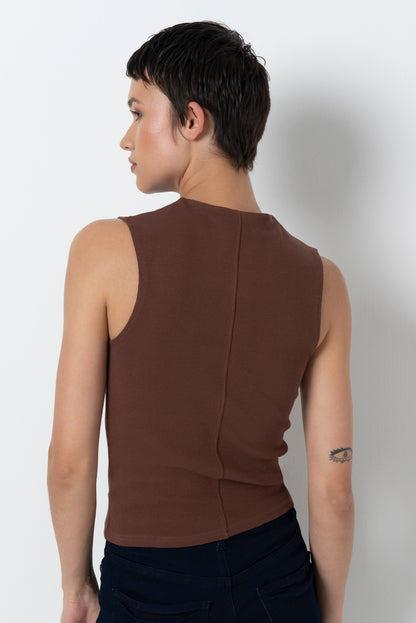 Ribbed Tank Top _ 157824 _ Brown