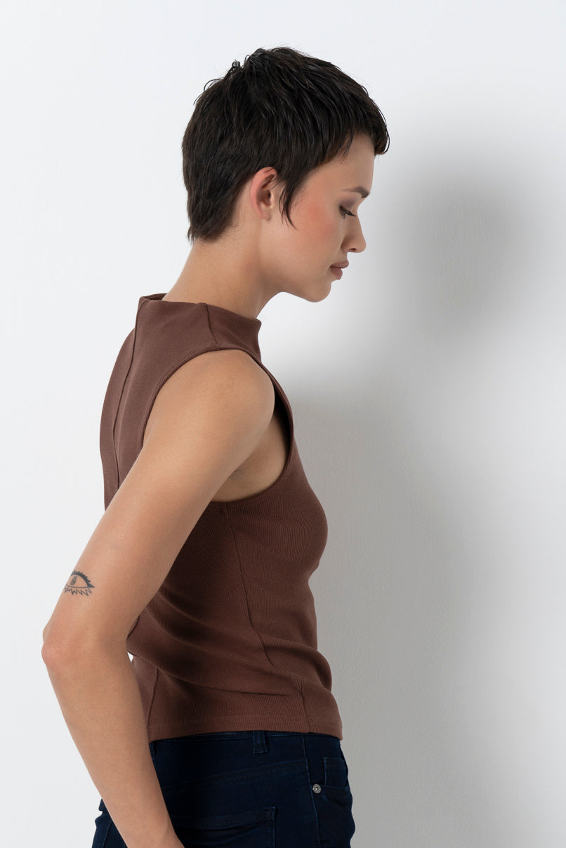 Ribbed Tank Top _ 157824 _ Brown
