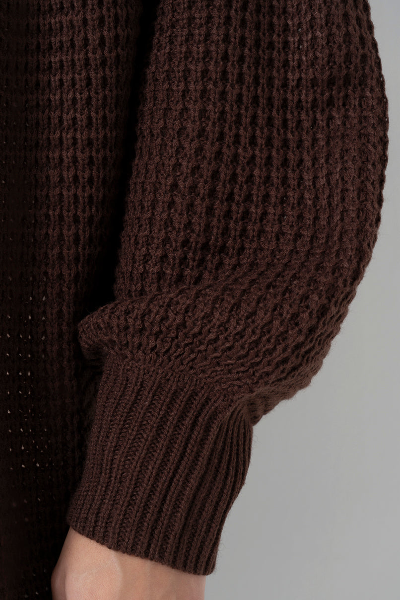 Waffle Cardigan _ 157554 _ Chocolate