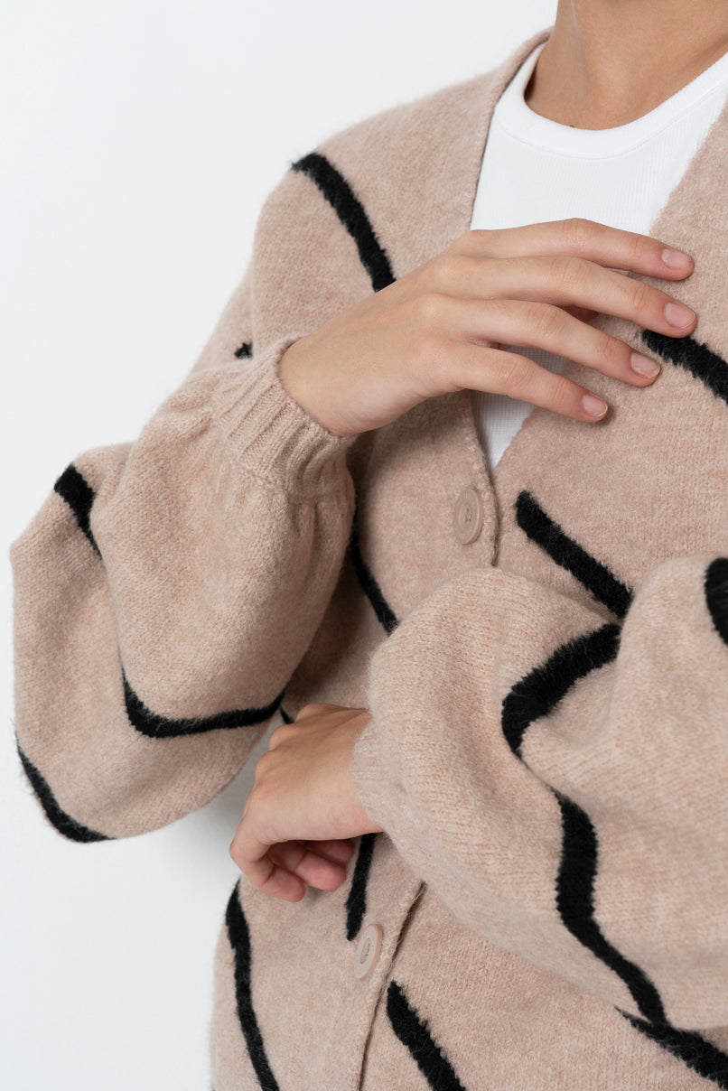 Striped Cardigan _ 157537 _ Taupe