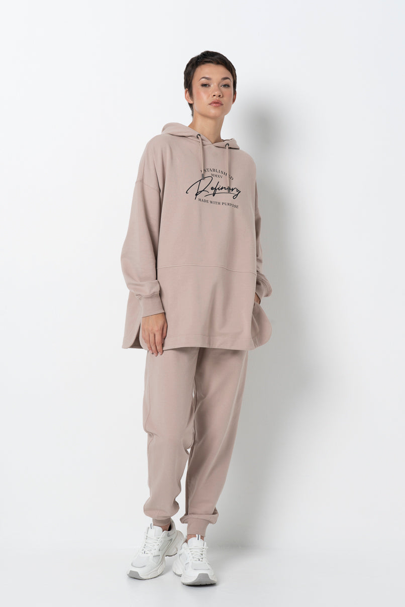 Long Length Hoodie _ 157930 _ Biscuit