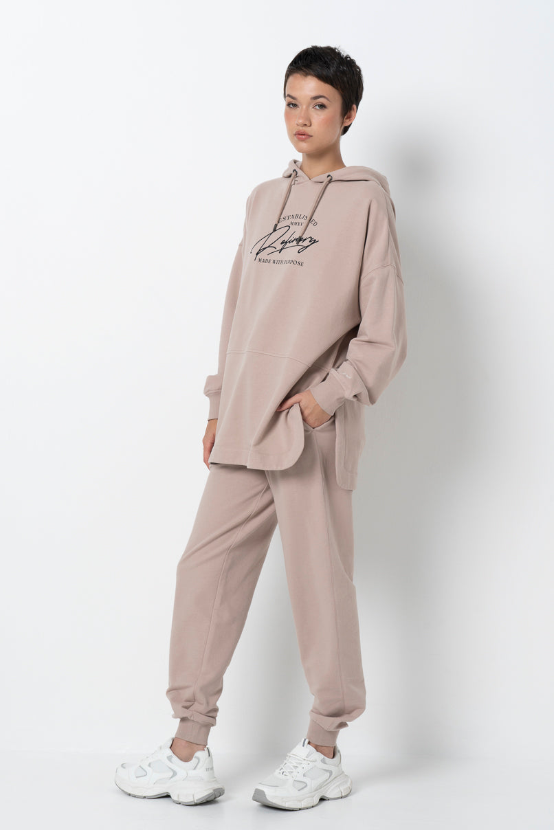 Long Length Hoodie _ 157930 _ Biscuit
