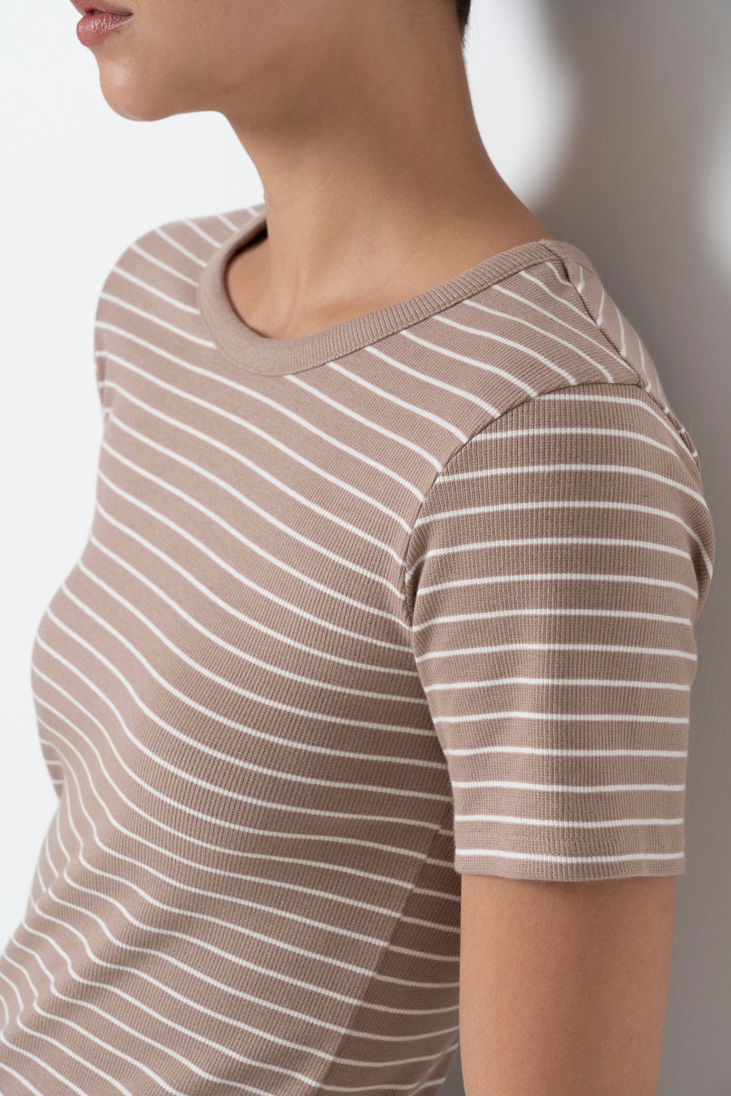 Ribbed T-Shirt _ 157016 _ Brown