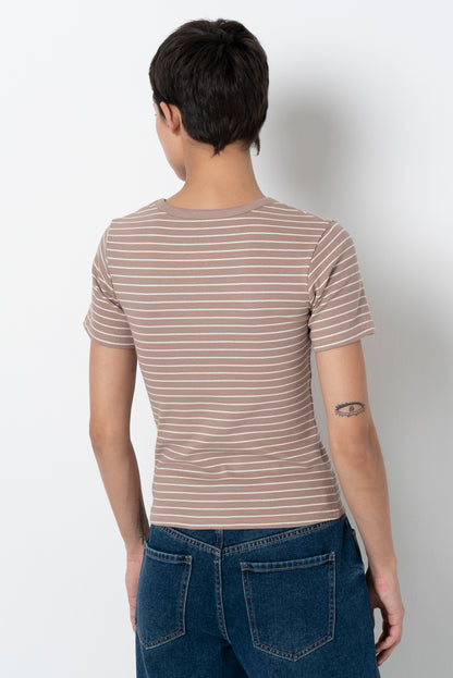 Ribbed T-Shirt _ 157016 _ Brown