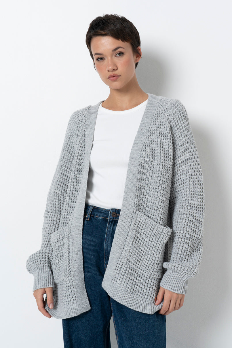Waffle Cardigan _ 157523 _ Ice Mel