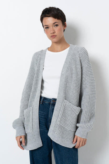 Waffle Cardigan _ 157523 _ Ice Mel