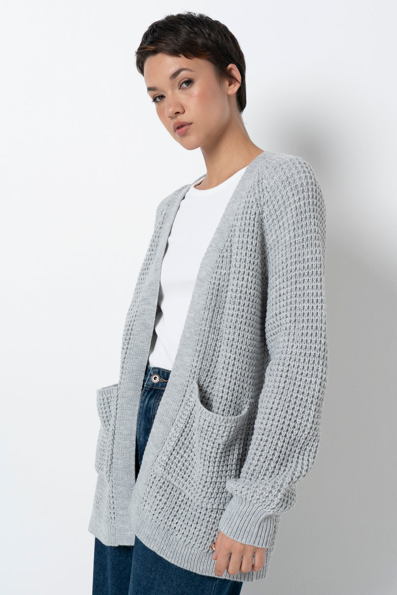 Waffle Cardigan _ 157523 _ Ice Mel