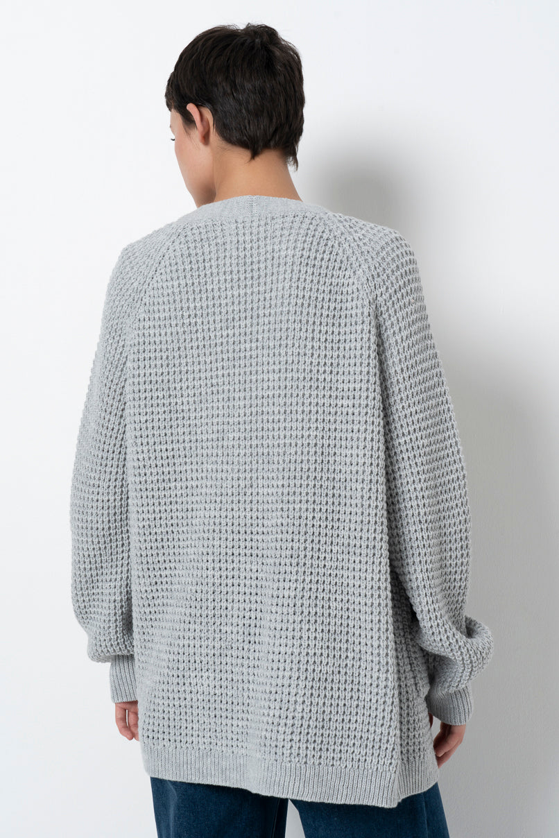 Waffle Cardigan _ 157523 _ Ice Mel