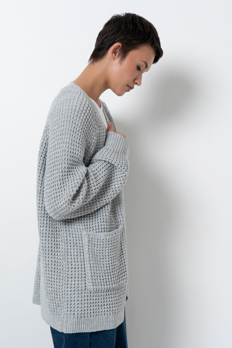 Waffle Cardigan _ 157523 _ Ice Mel