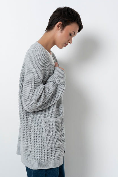Waffle Cardigan _ 157523 _ Ice Mel