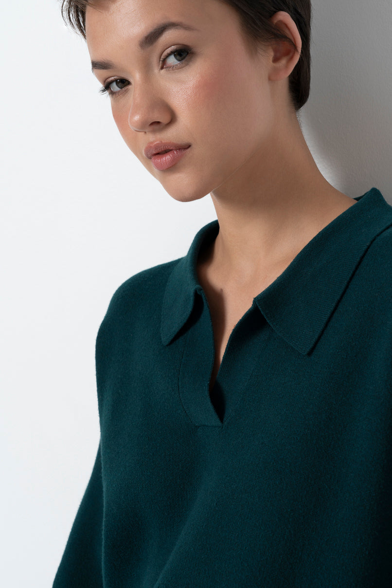 Split Collar Jumper _ 157541 _ Green