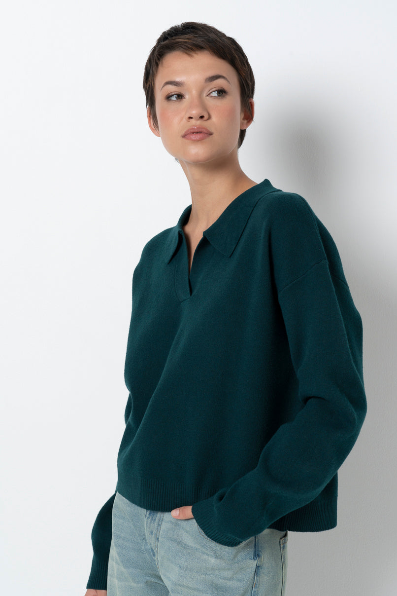 Split Collar Jumper _ 157541 _ Green