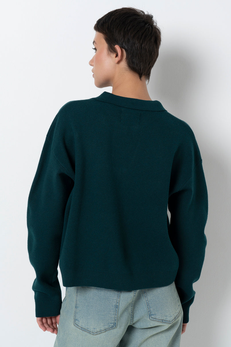 Split Collar Jumper _ 157541 _ Green