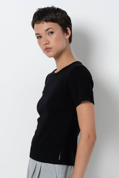 Ribbed T-Shirt _ 157017 _ Black