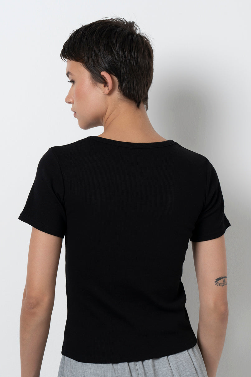 Ribbed T-Shirt _ 157017 _ Black