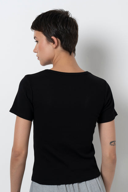 Ribbed T-Shirt _ 157017 _ Black