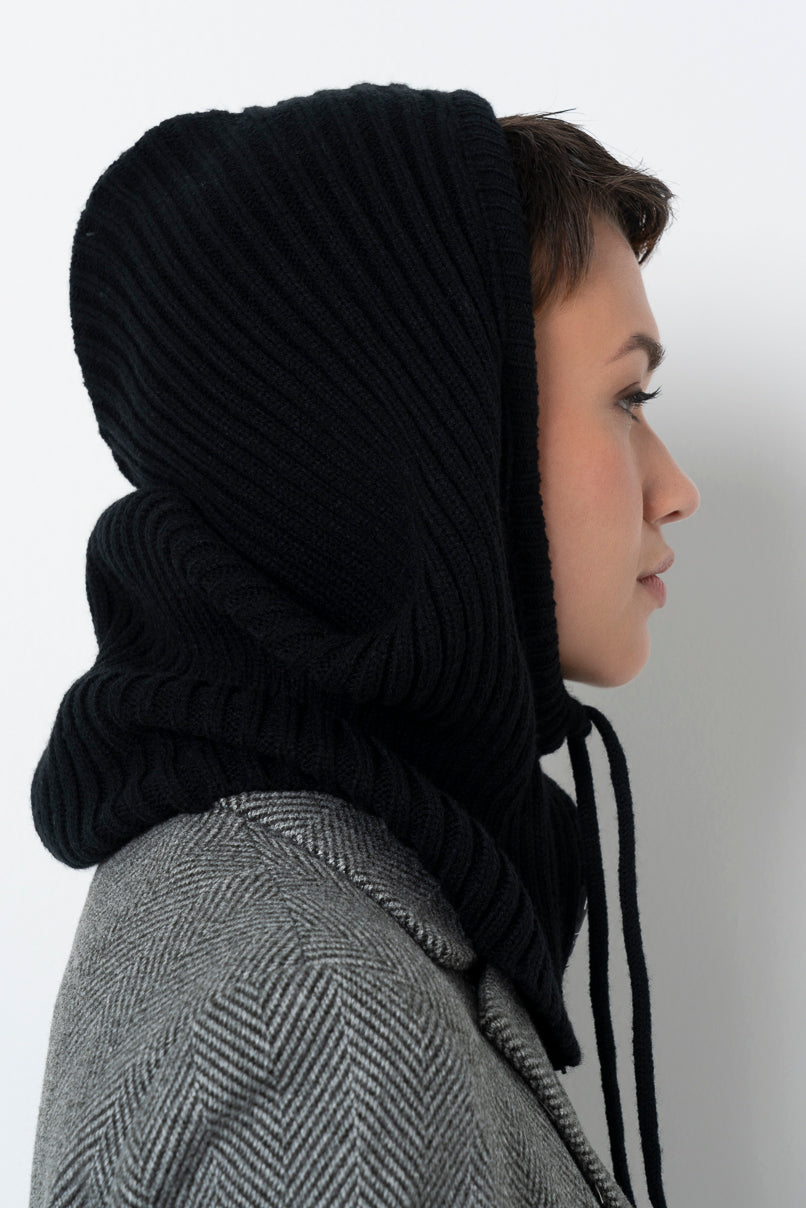 Knitted Hood _ 157474 _ Black