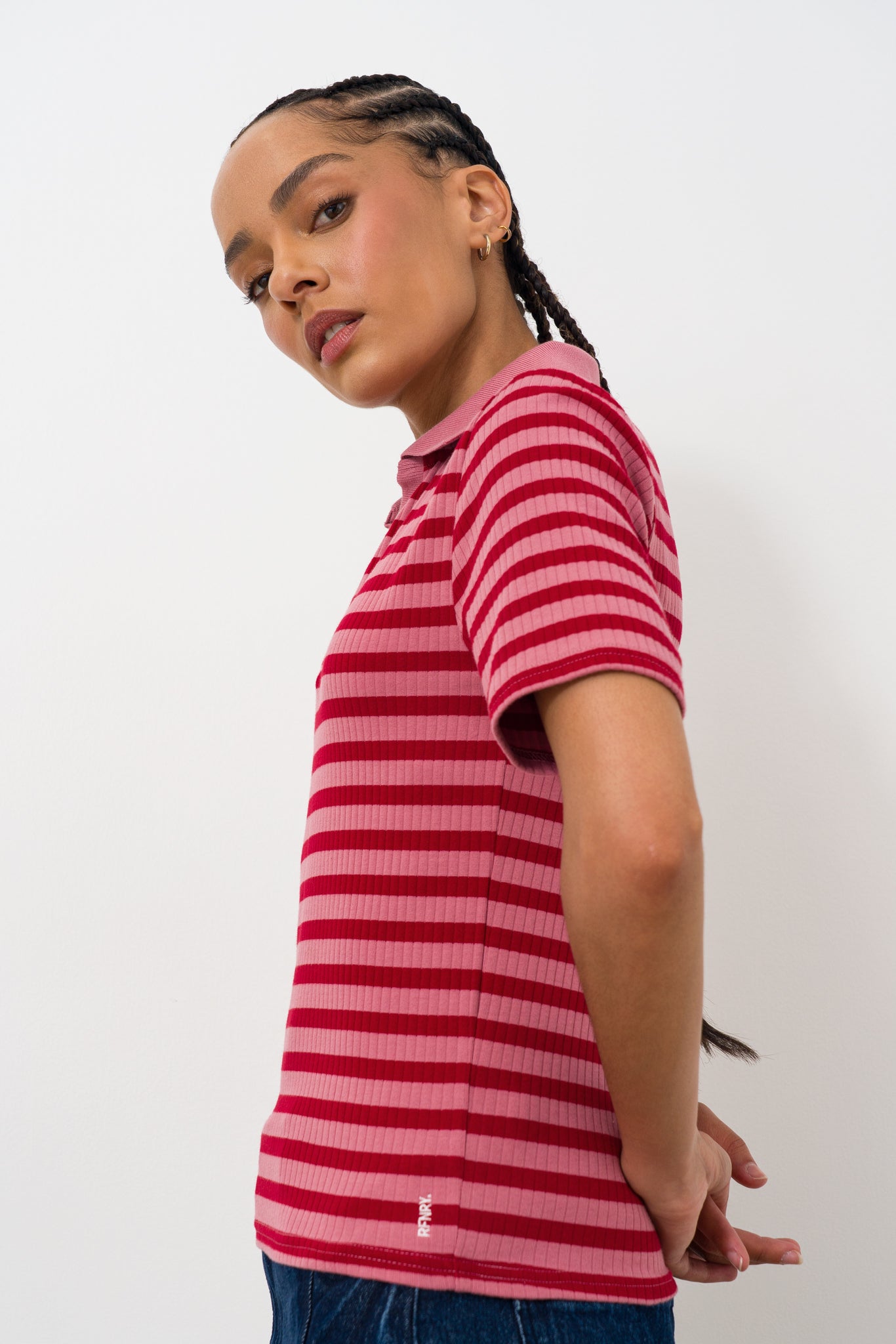 Split Collar Ribbed T-shirt