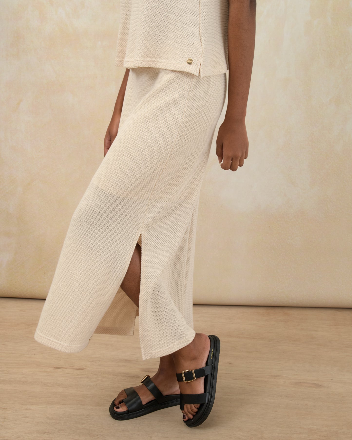 Fitted Textured Midi Skirt