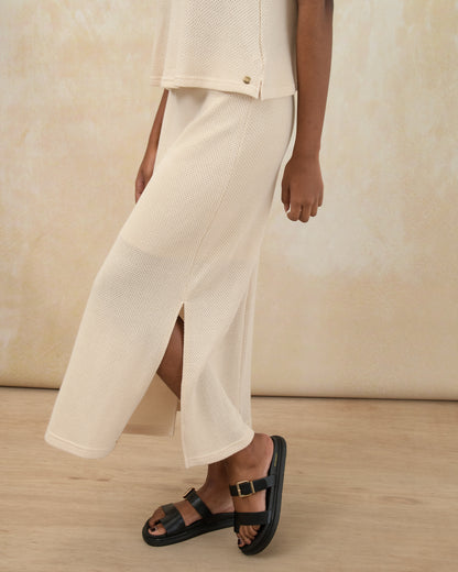 Fitted Textured Midi Skirt