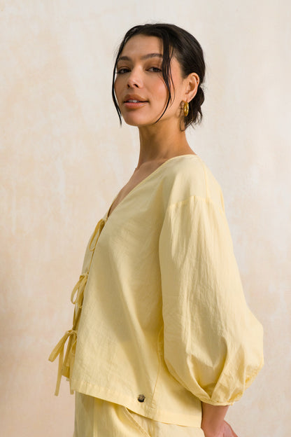 Relaxed Fit Tie Front Top