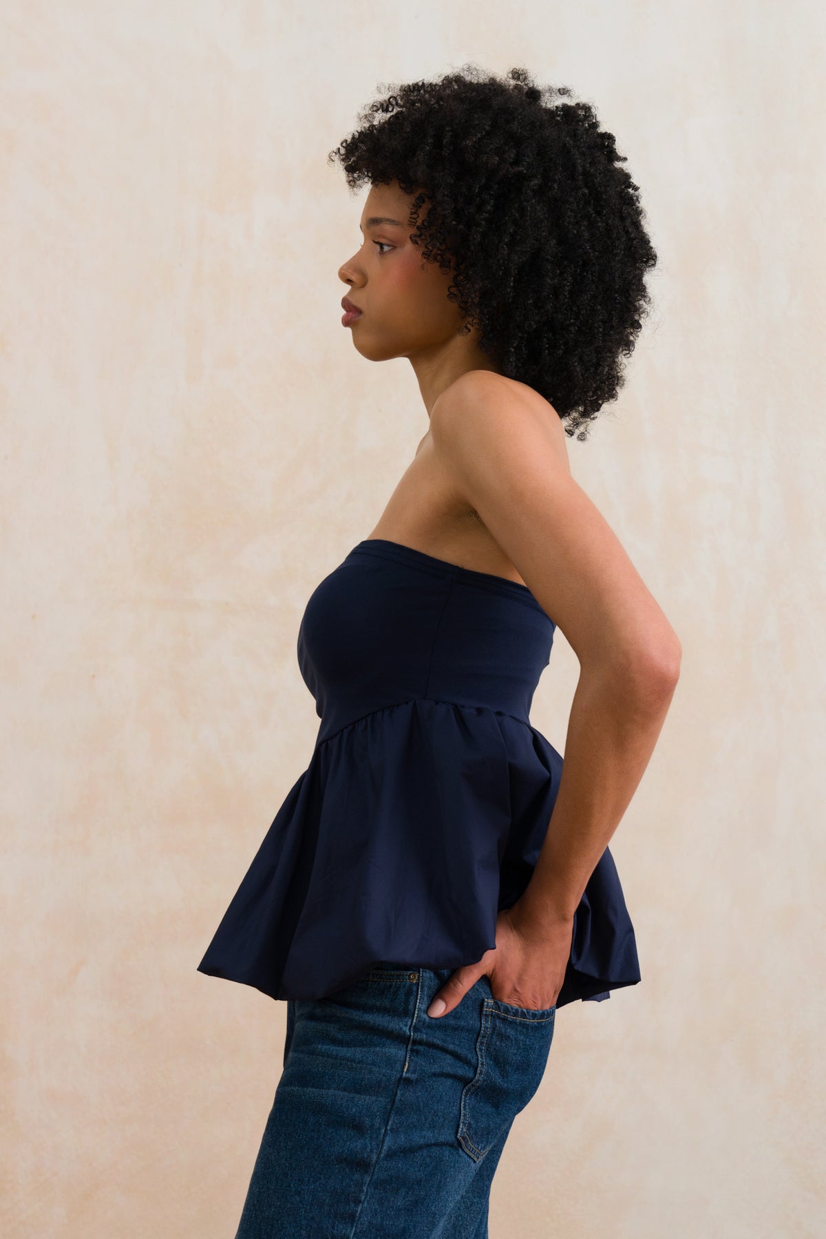 Bandeau Peplum Bubble Hem Combo Top