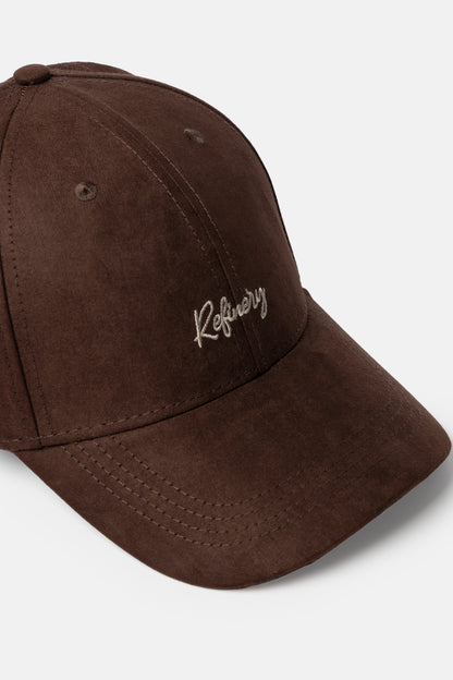 Suede-Look Script Logo Cap