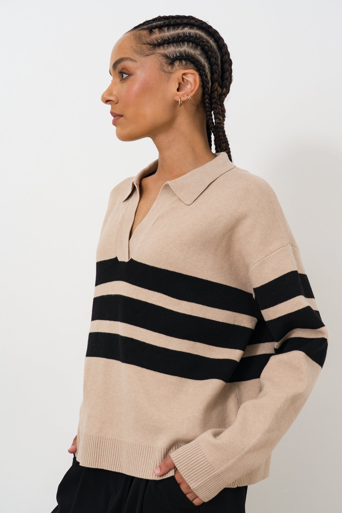 split-collar-striped-jumper