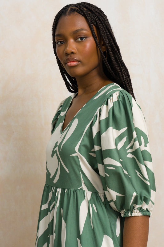 Relaxed V-Neck Midi Dress