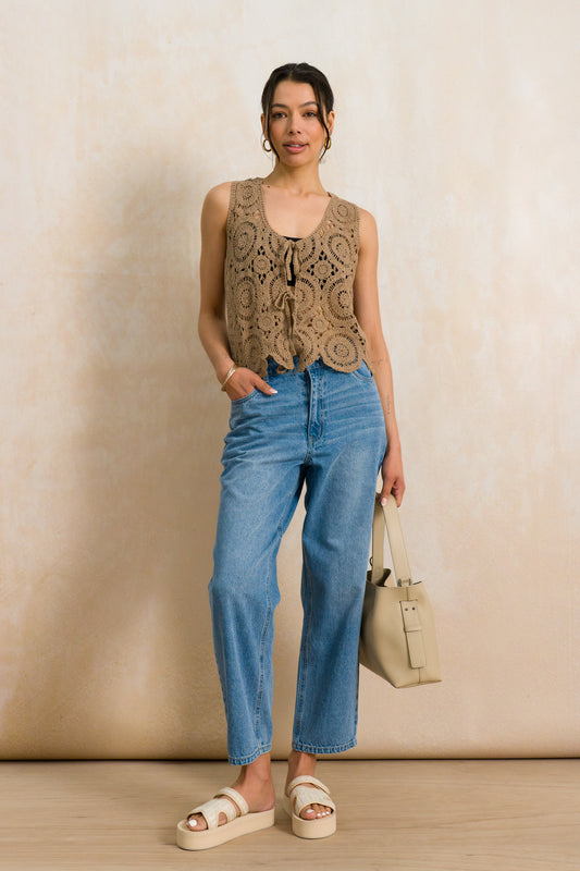 Crocheted Front Tie Vest