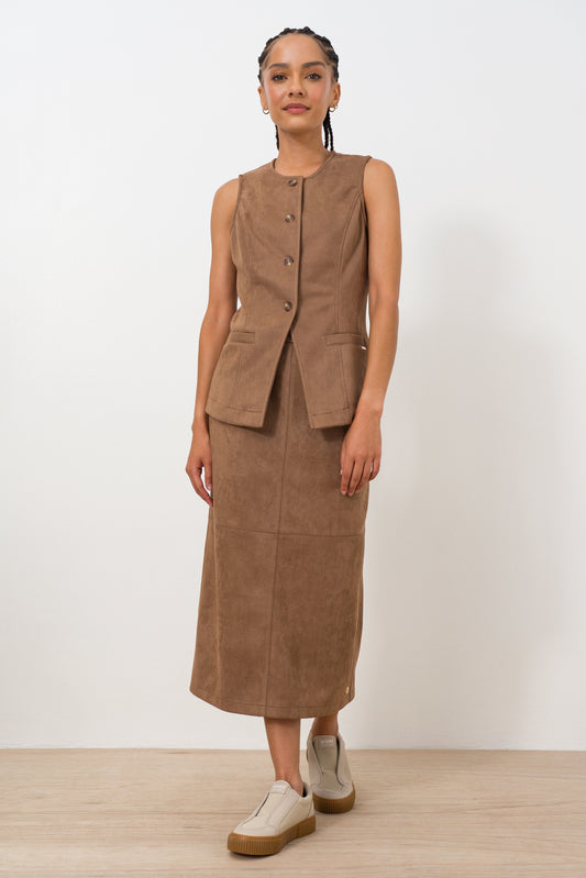 Suede Column Skirt