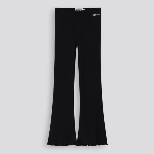 Girls Ribbed Flare Leggings - Black