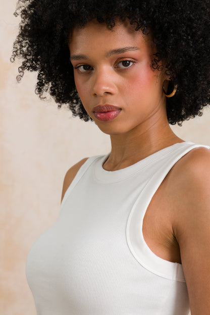 Hi Neck Thick Binding Ribbed Tank